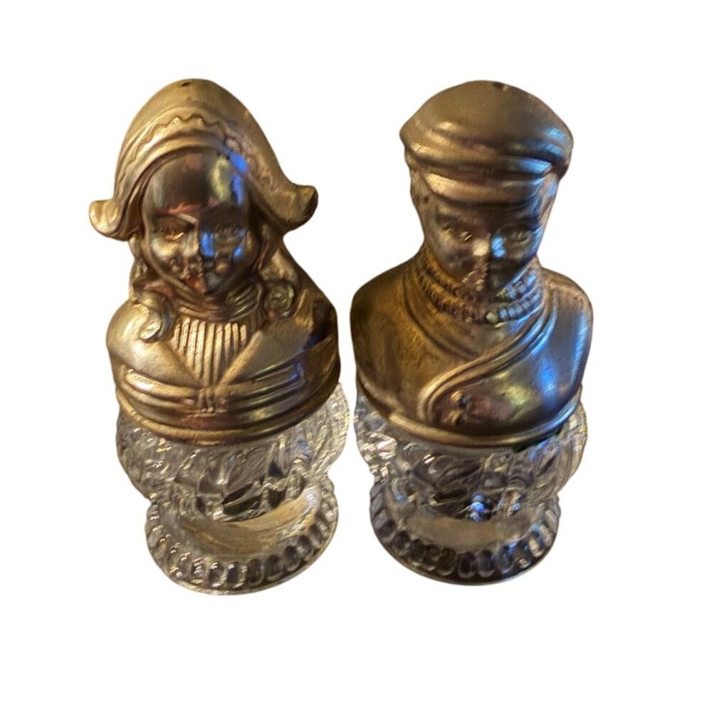 Guardian Service Salt and Pepper Shaker Set Dutch Boy and Girl Silver-plated